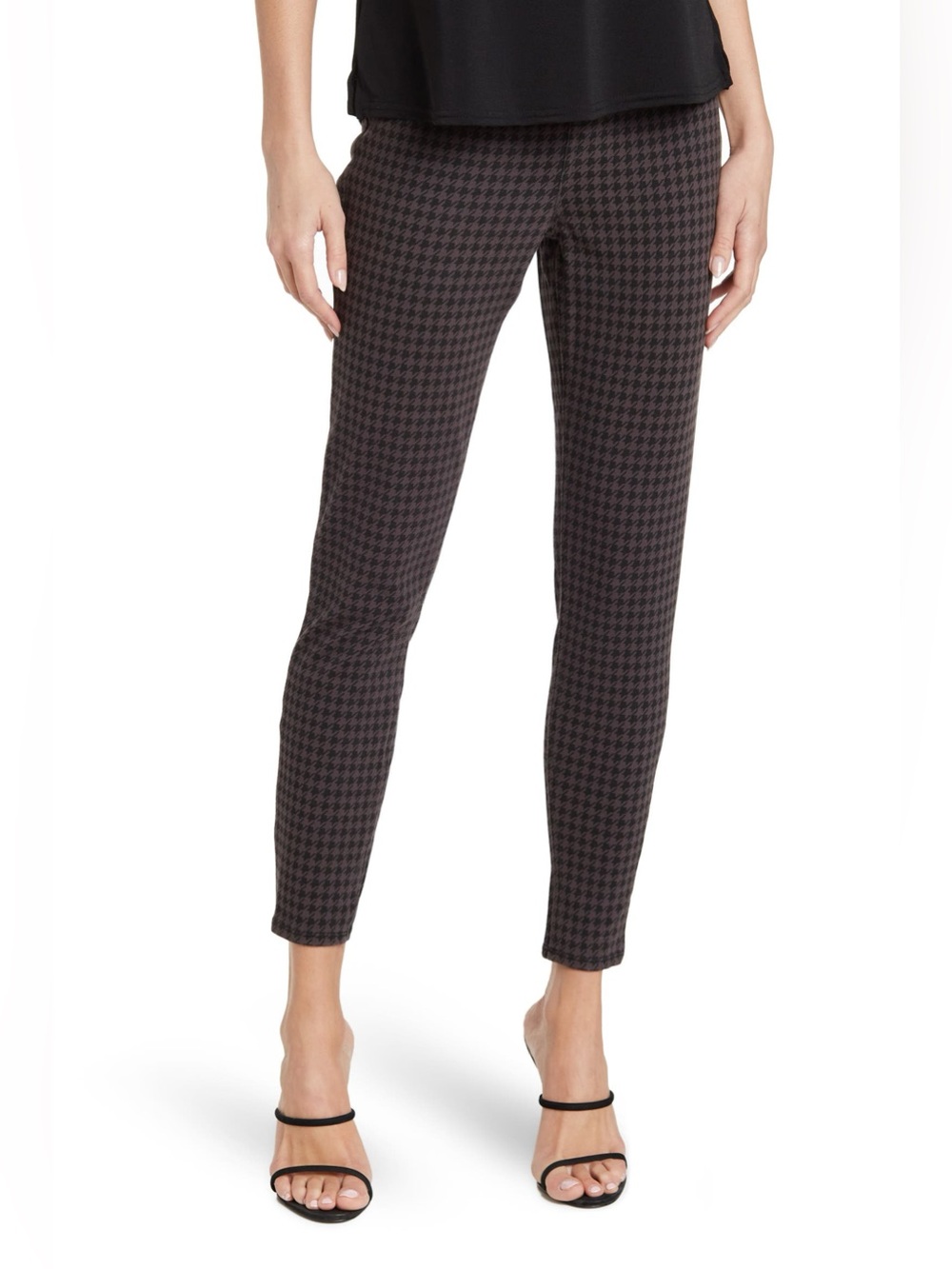 SPANX Houndstooth Ankle Jean-ish Leggings taupe / black Size Large
